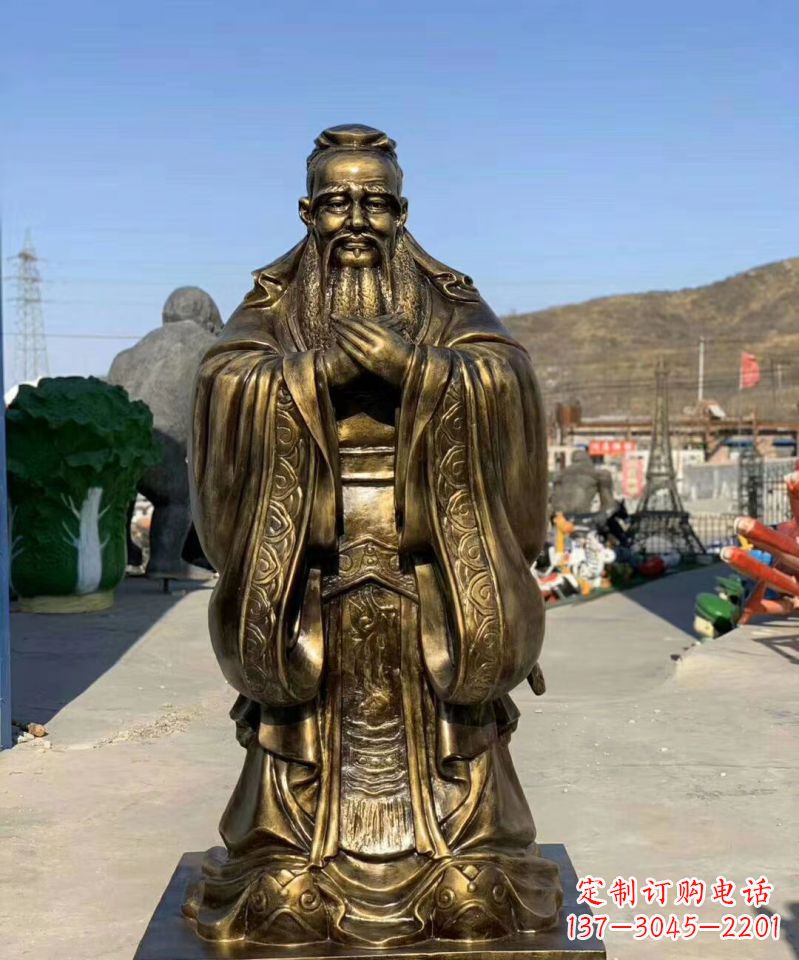 上海铜雕学校孔子人物雕塑