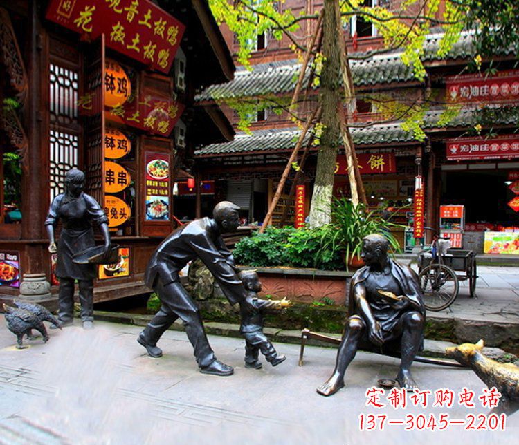 上海铜雕学走路儿童街道人物雕塑
