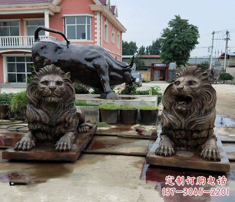 上海铜雕银行门口狮子雕塑摆件