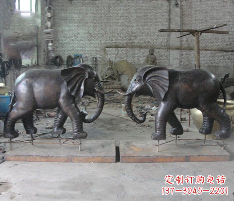 上海铜雕园林动物大象雕塑 (2)