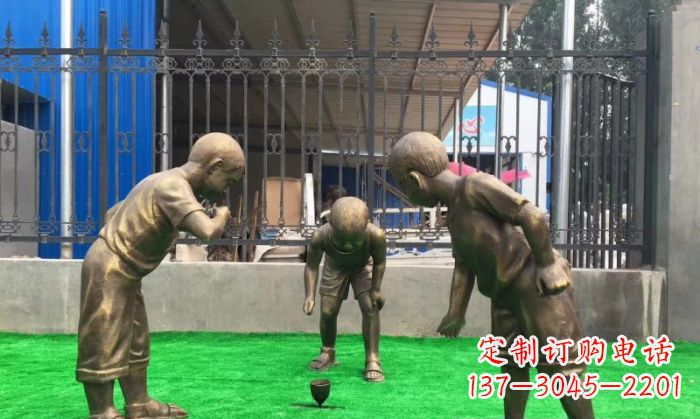 上海玩陀螺儿童铜雕