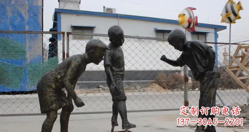 上海玩陀螺人物铜雕