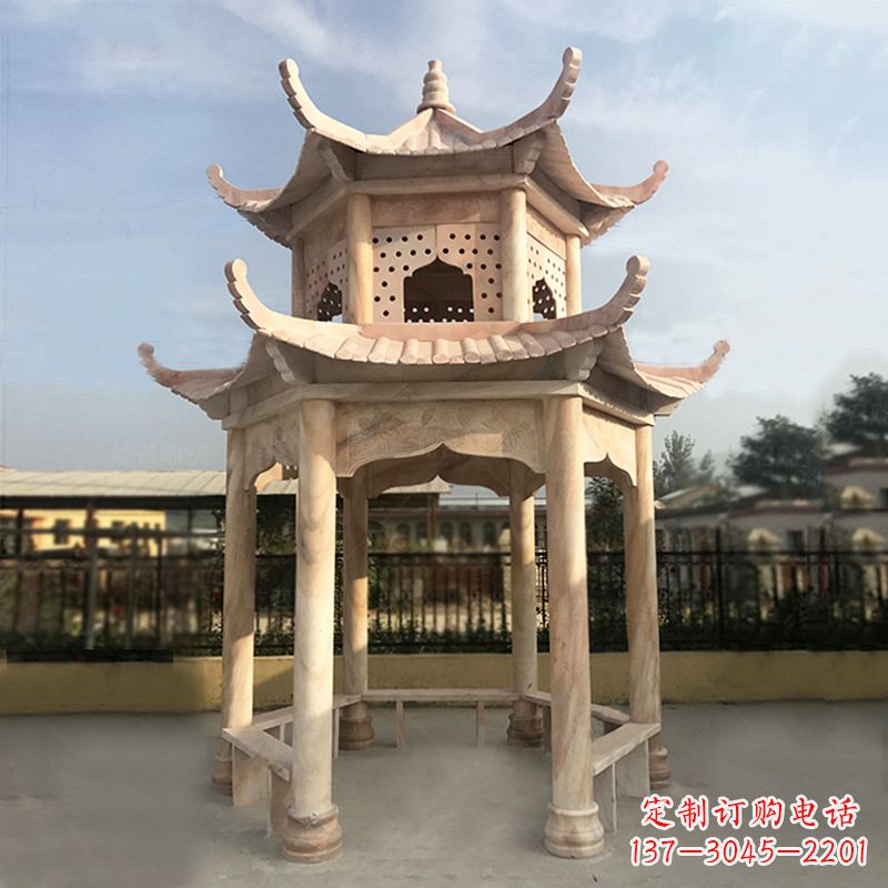 上海晚霞红大理石凉亭雕塑