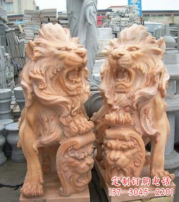 上海晚霞红盾牌欧式狮子