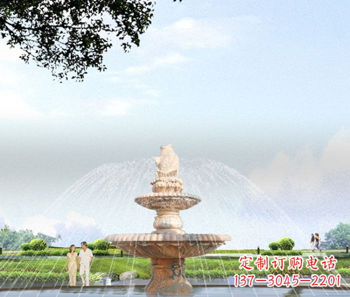 上海晚霞红多层大型石雕喷泉 (4)