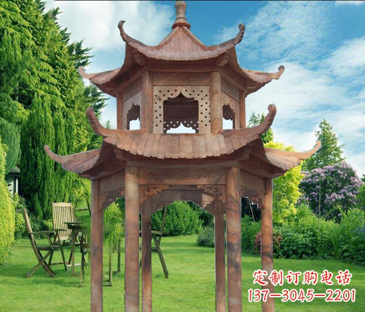 上海晚霞红公园建筑凉亭