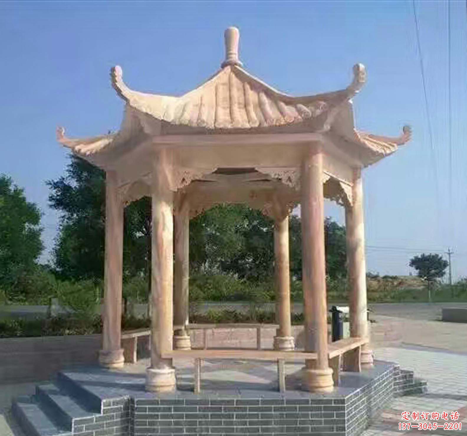 上海晚霞红公园景观凉亭