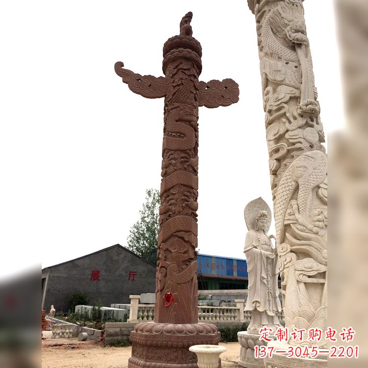 上海晚霞红华表石柱