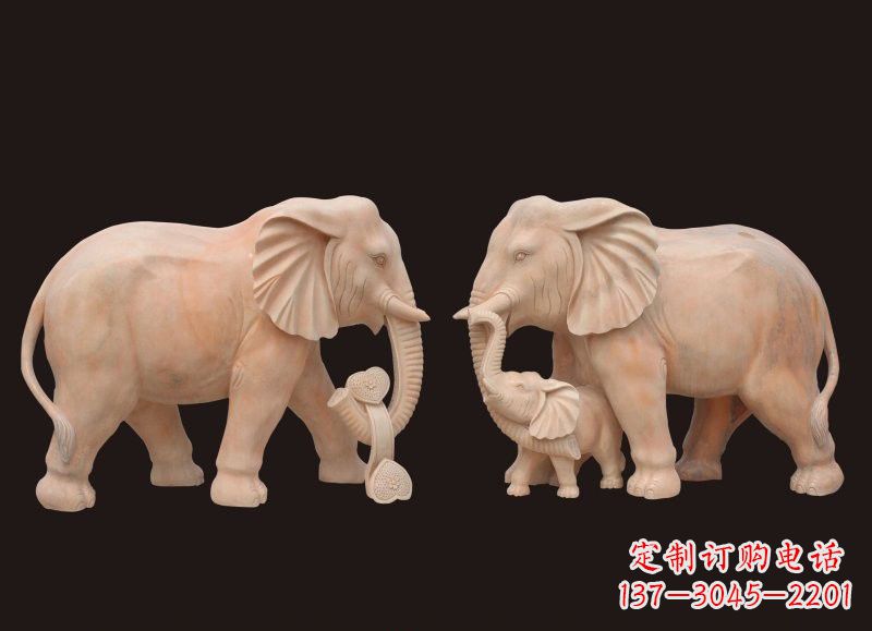 上海晚霞红母子大象雕塑