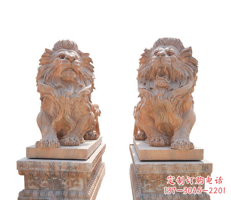 上海晚霞红欧式狮子雕塑