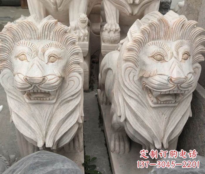 上海晚霞红欧式狮子石雕 (2)