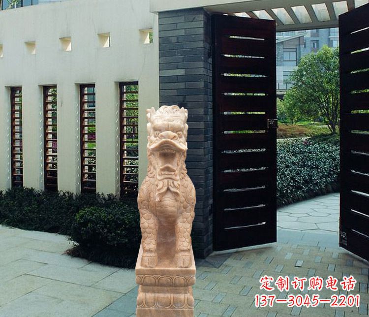 上海晚霞红瑞兽麒麟雕塑