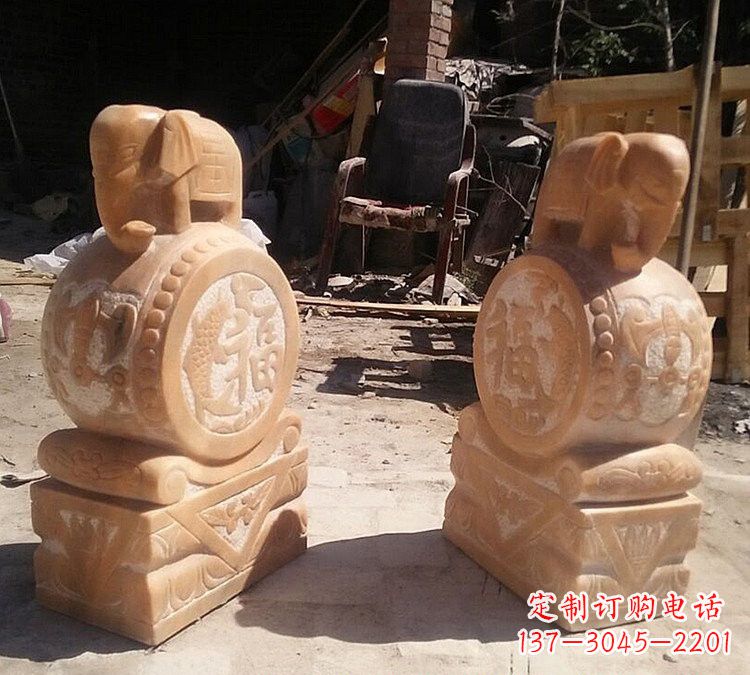 上海晚霞红小象门墩