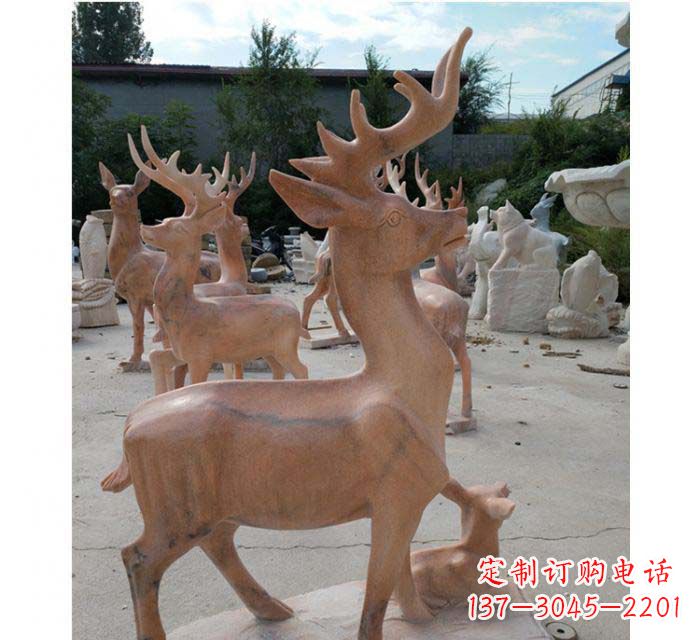 上海晚霞红驯鹿动物公园石雕