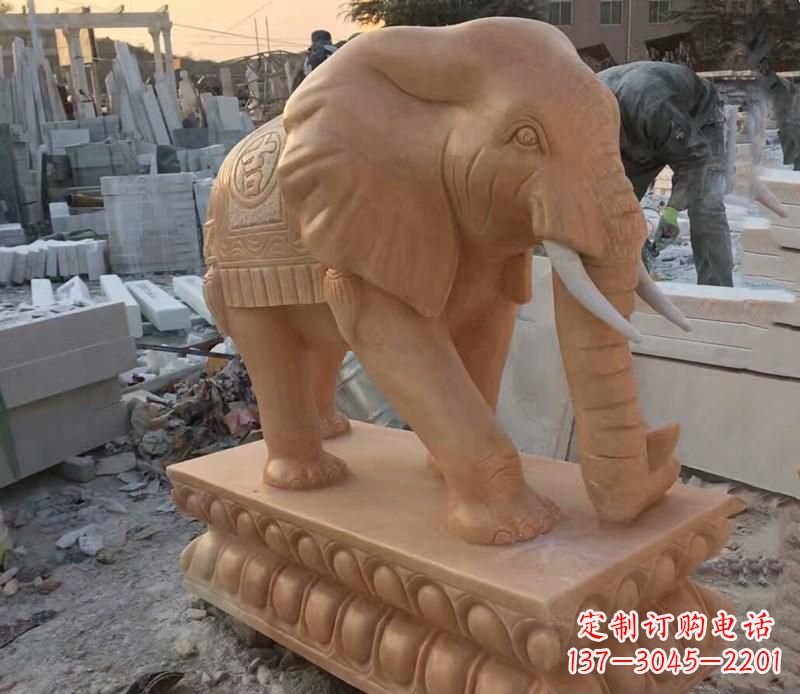 上海晚霞红元宝招财大象