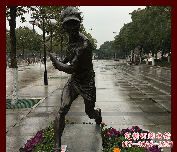 上海网球运动人物铜雕