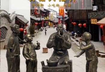 上海领雕塑：特色小品铜雕糖人