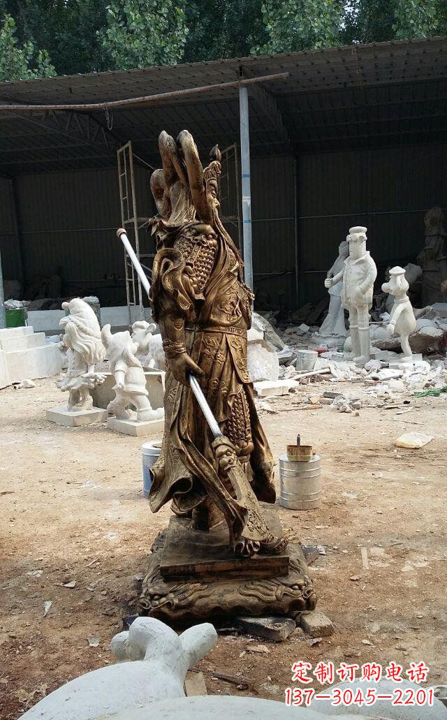 上海武财神关公玻璃钢仿铜雕塑