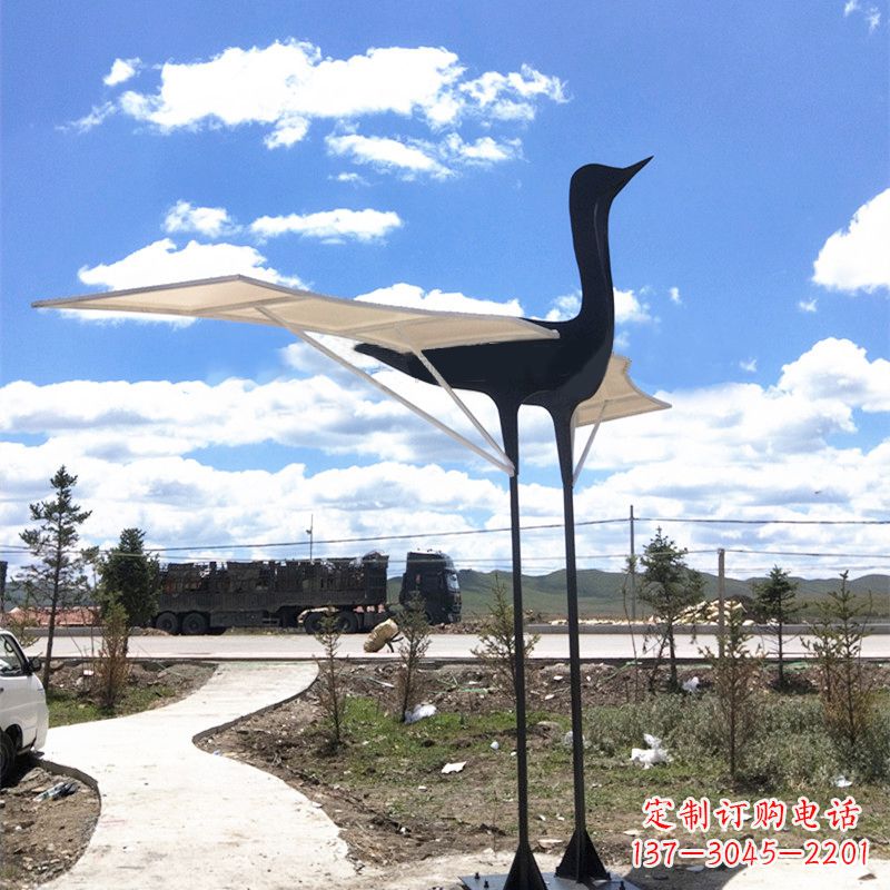 上海仙鹤不锈钢遮阳亭景观雕塑