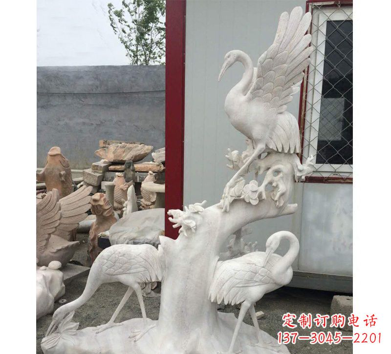 上海仙鹤松树石雕