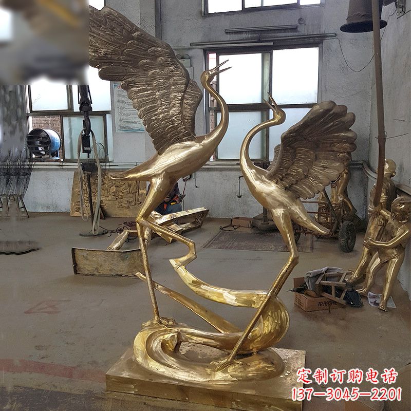 上海仙鹤铜雕景观