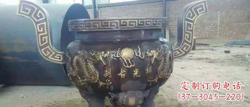 上海祥光古刹寺庙香炉铜雕