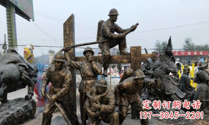 上海消防战士人物铜雕