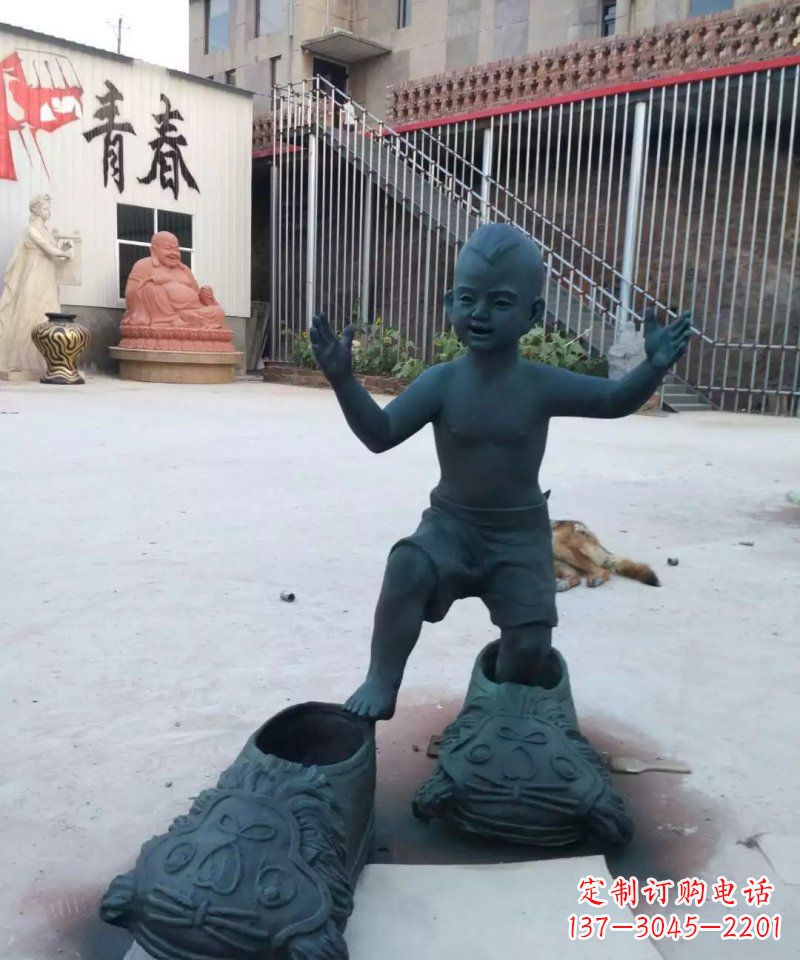 上海小孩穿大鞋青铜人物雕塑
