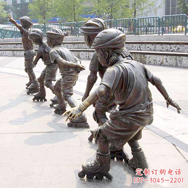 上海小孩滑旱冰广场运动主题雕塑