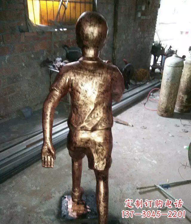 上海小孩跑步公园人物铜雕 (2)