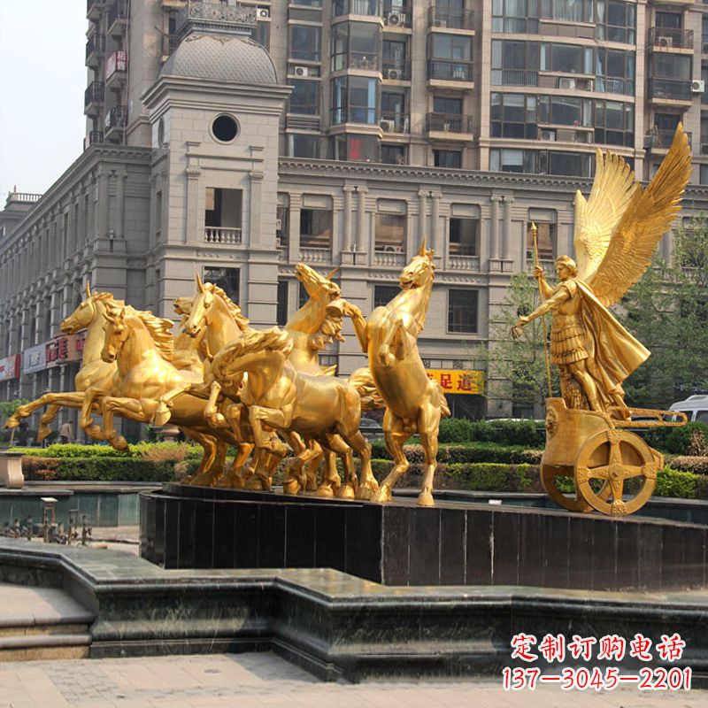 上海小区大门阿波罗战车鎏金景观铜雕