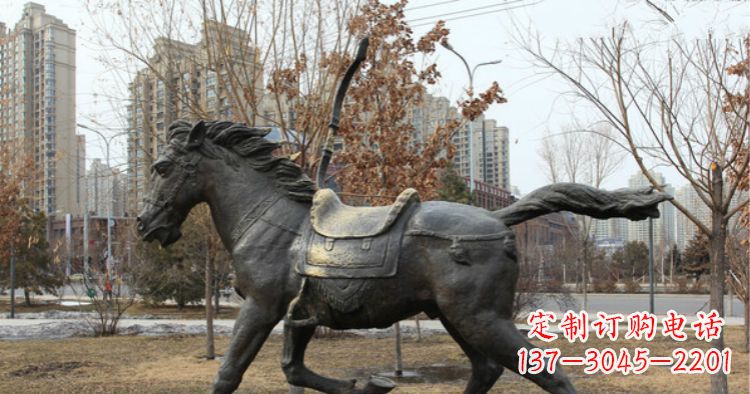 上海小区动物奔跑的马铜雕