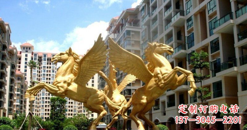 上海小区飞马动物铜雕