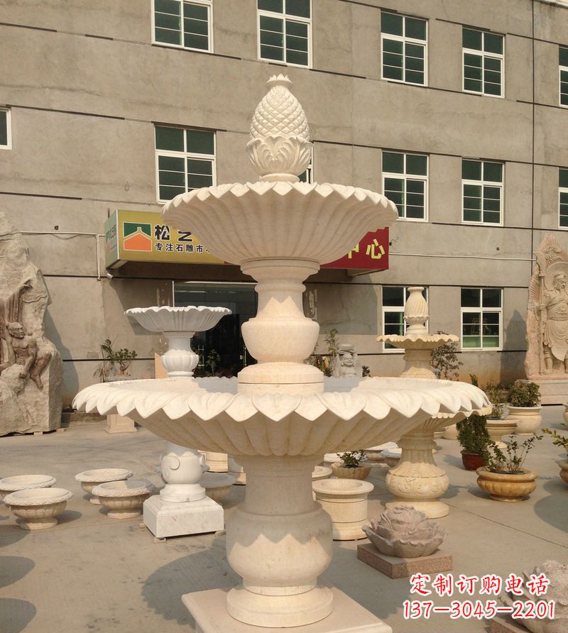 上海小区景观菠萝式喷泉石雕