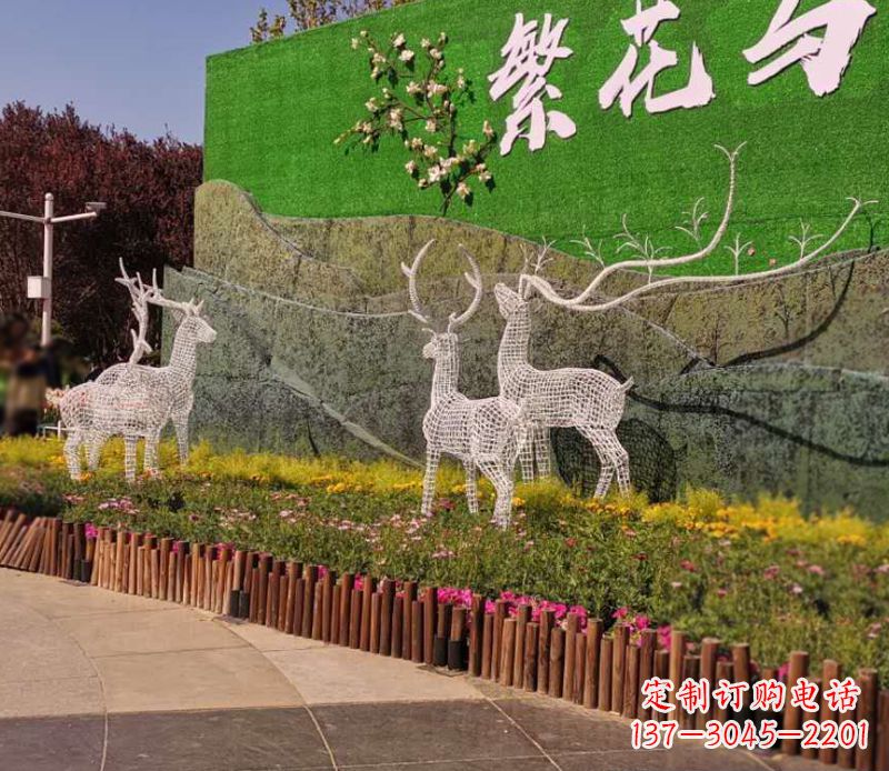 上海小区景观不锈钢梅花鹿