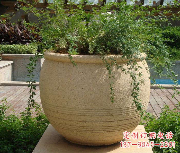 上海小区景观大理石花盆石雕 (2)