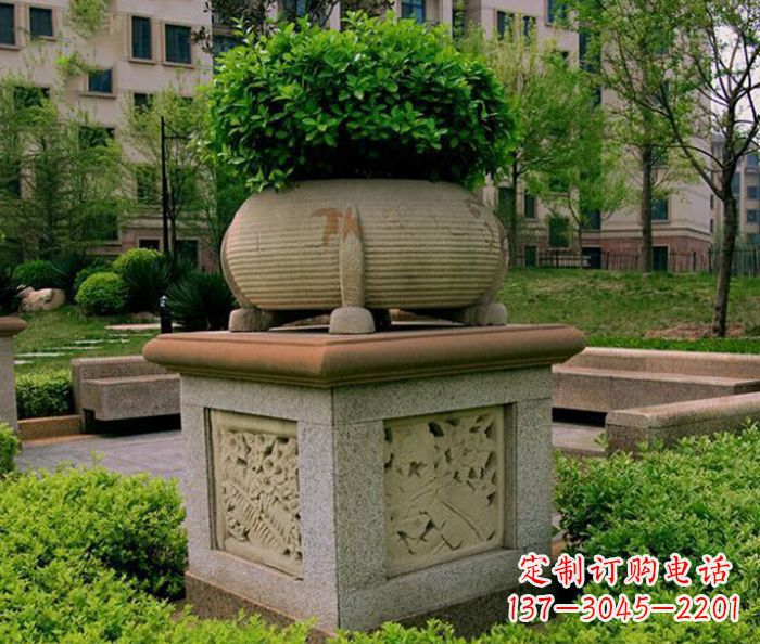 上海小区景观大理石花盆石雕 (3)