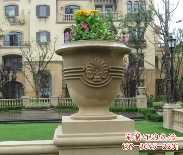 上海小区景观大理石花盆石雕 (5)
