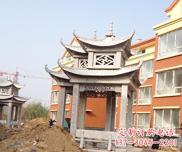 上海小区景观大理石凉亭石雕