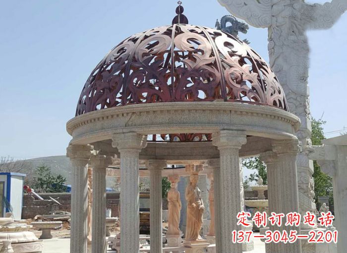 上海小区欧式圆顶凉亭石雕 (3)