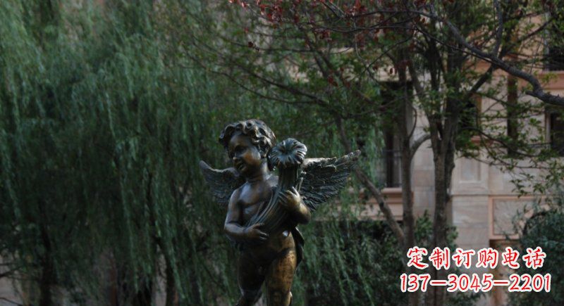 上海小区欧式小男孩人物铜雕