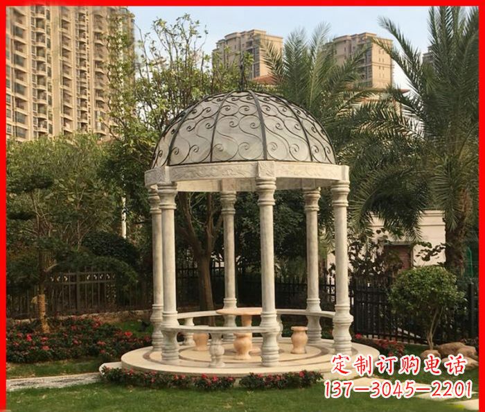 上海小区欧式圆顶凉亭石雕 (2)