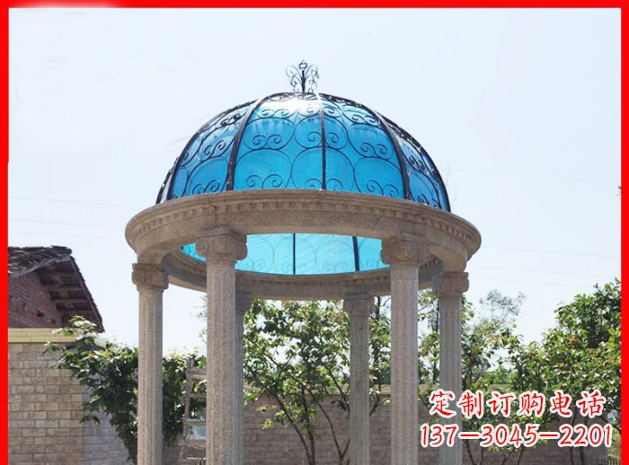上海小区欧式圆顶凉亭石雕_2