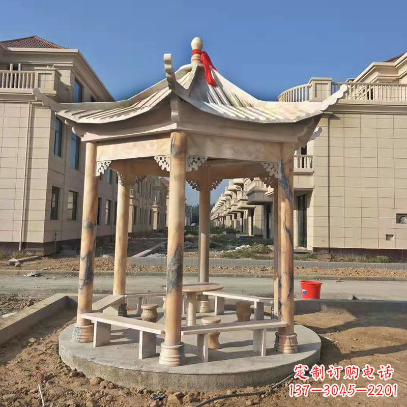 上海小区庭院石雕凉亭