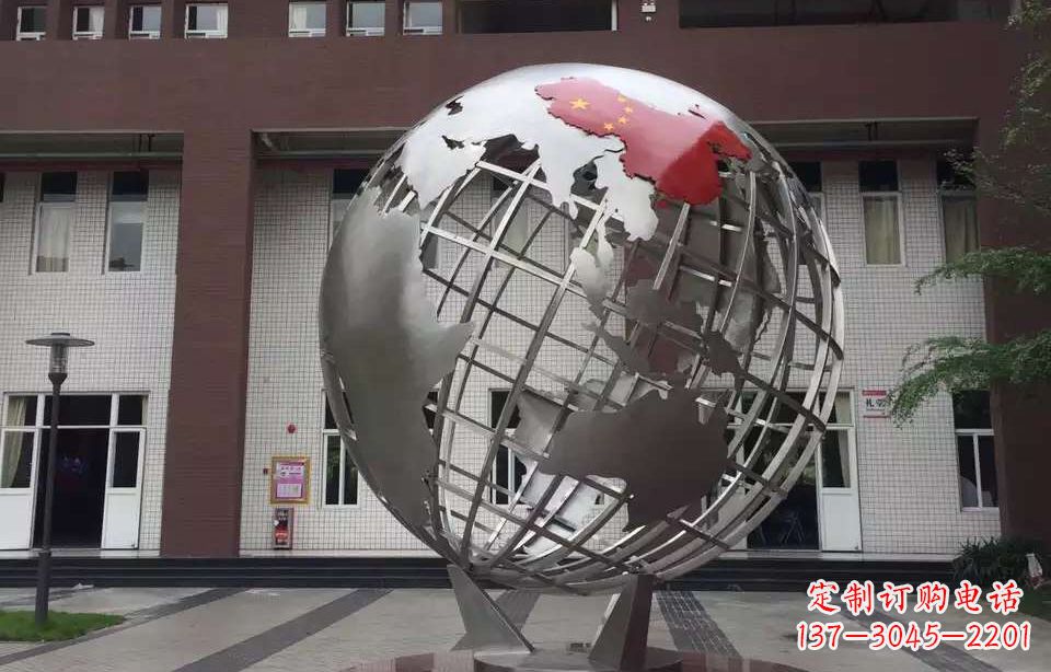 上海校园不锈钢地球仪雕塑 (4)