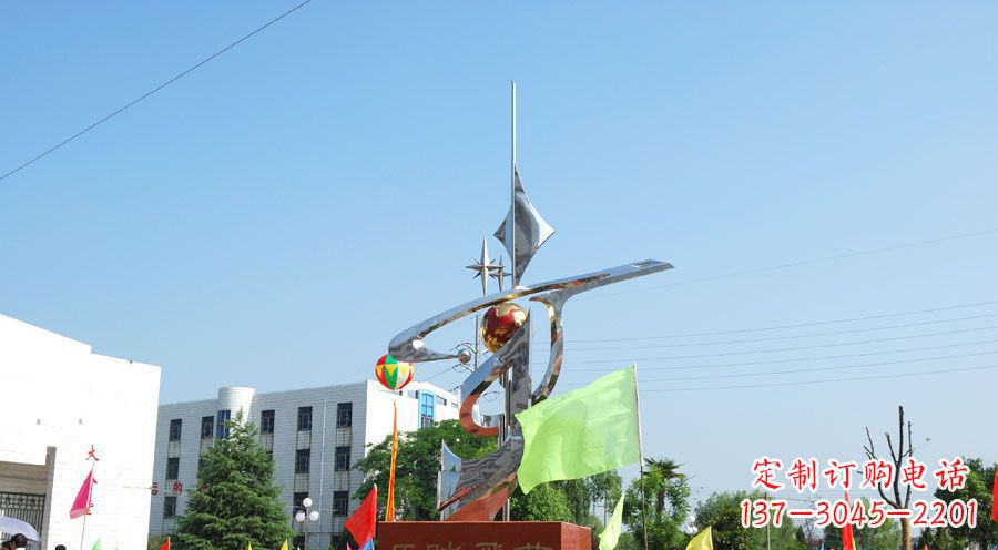 上海校园不锈钢马踏飞燕地球雕塑