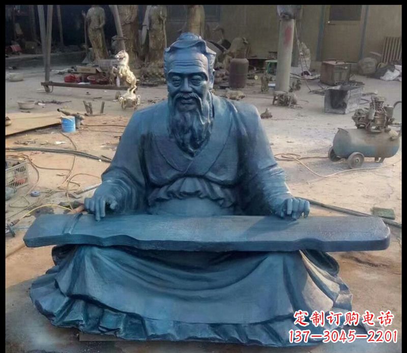 上海校园孔子弹琴铜雕