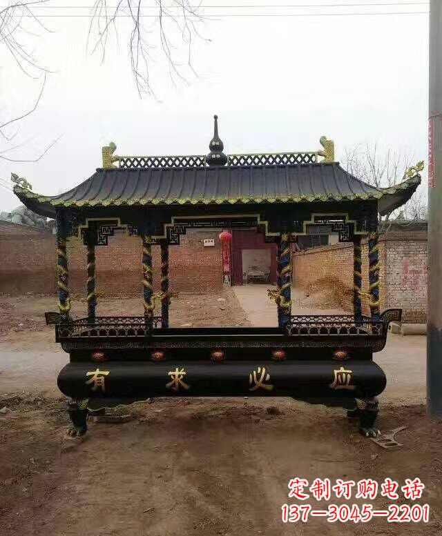 上海有求必应方形香炉铜雕