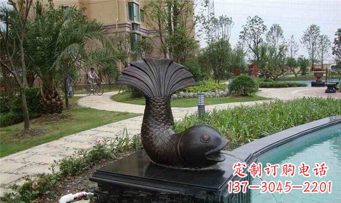 上海鱼式喷泉小区景观铜雕
