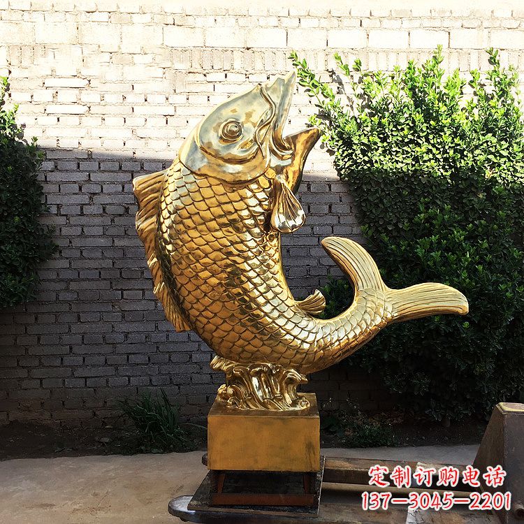 上海鱼跃景观铜雕-纯铜铸造企业商场动物雕塑摆件